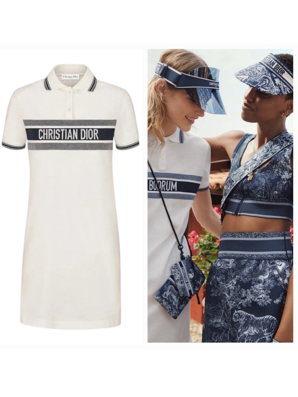 Christian Dior Ivory Polo Dress with Logo Stripe
